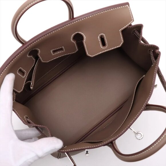 Hermes Birkin 25 Le Tournay Veau Swift Etoupe Silver Metal Fittings K: 2025 - Picture 7 of 11